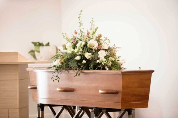 Casket Closeup Flower Spray